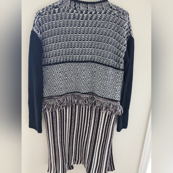 Pull & Bear Knit Open Cardigan Striped Multicolor Fringe Blue Maroon Size S - Picture 6 of 6